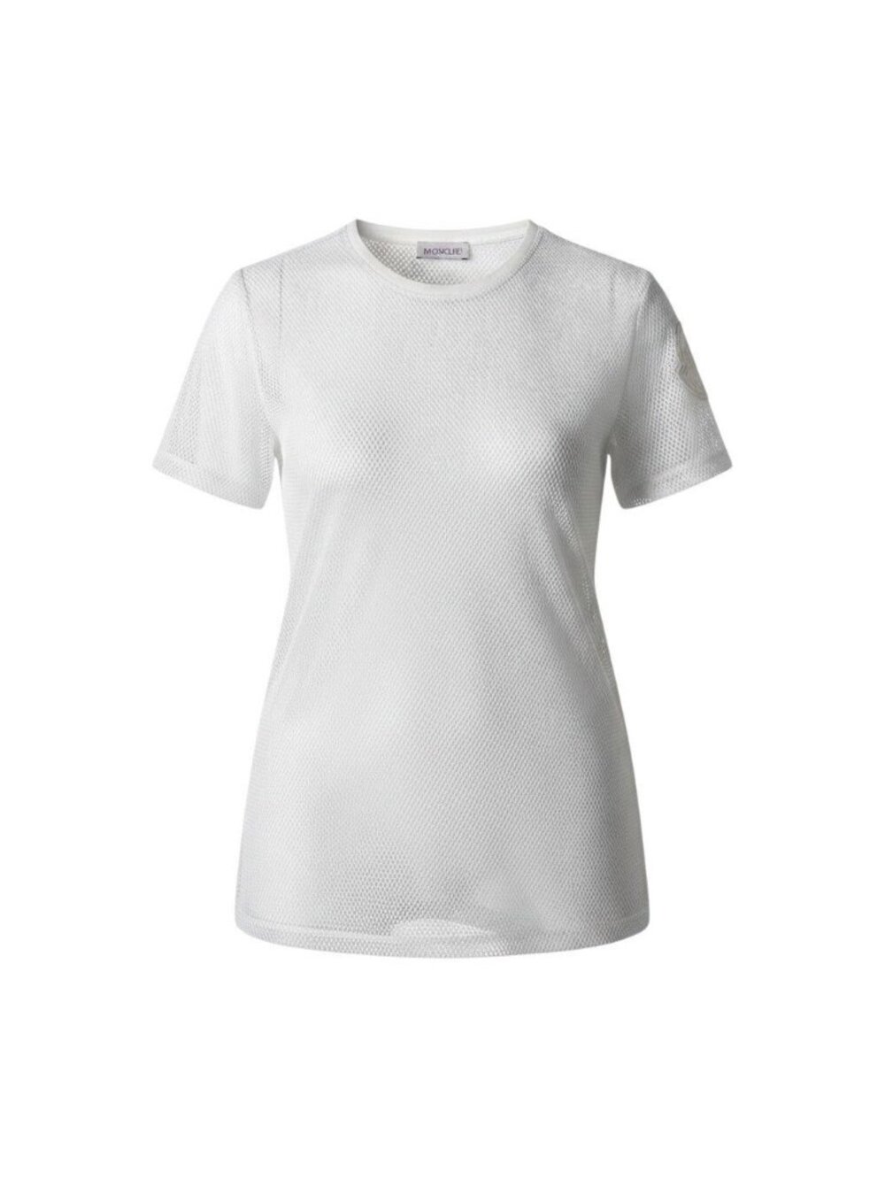 Moncler Mesh T-Shirt Logo Patch Layered Top White Polyester XS